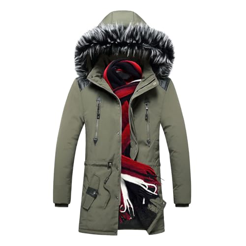 Abrigo Cálido para Hombre Moda Parka Hombre Mangas Largas con Capucha Abrigo de Color Sólido Chaqueta Ligera Ropa Hombre Abrigo Ligera Chaqueta Invierno Superior Abrigo Holgado y Cómodo