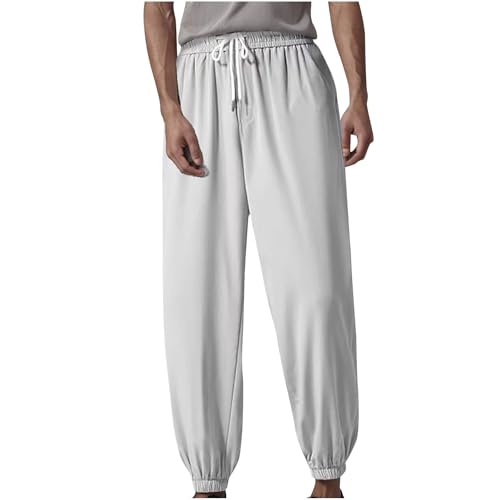 Sports Trousers for Men Base Solid Color Pockets Casual Jogger Long Pant Drawstring Elastic Waist Baggy Pants Comfy2