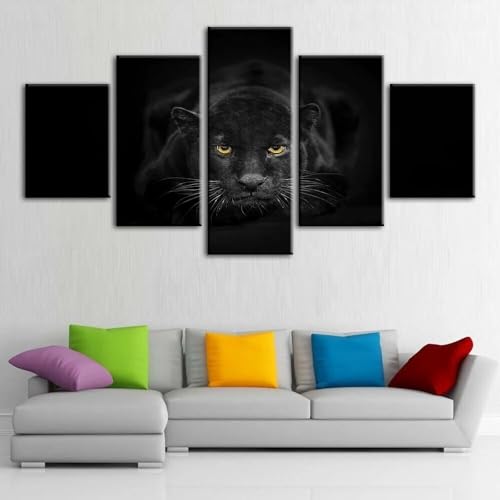 Toile léopard noir animal sauvage pour grand tableau décoration murale