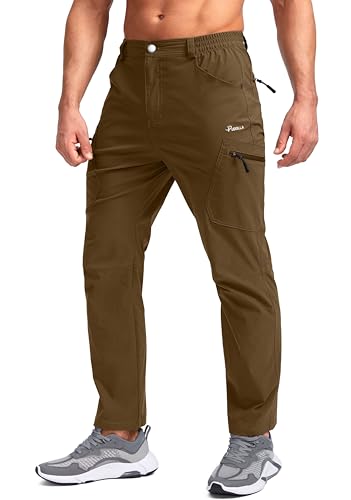 Pudolla Calça cargo masculina impermeável para viagem com 7 bolsos elásticos para golfe, pesca, esca