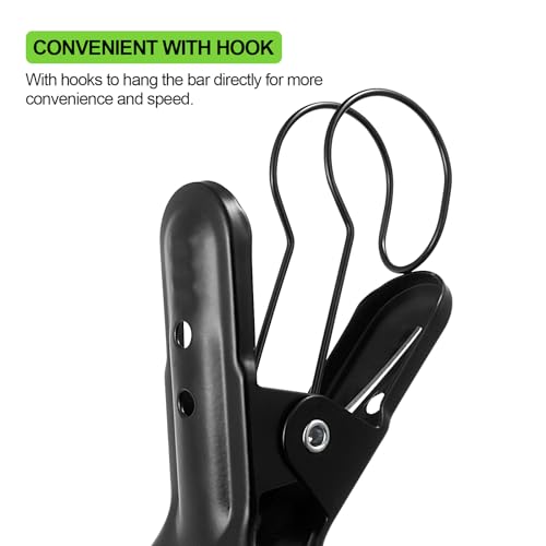 Image of 2 Pack 4-1 /4 inch Heavy Duty Spring Clamps Clips, Black Metal Rubber Hinge Clip File Clamps for Photography Background Stands, Home Improvement Projects (2.17 inch Opening, with Hooks)