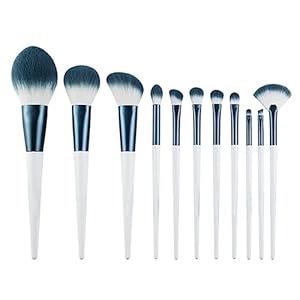 11 Pcs Makeup Brushes Set Make Up Brush Tool Dark Blue Makeup Brushes Set with Bag Powder Foundation Eyebrow Eyeshadow Blush Make Up Tools Kit