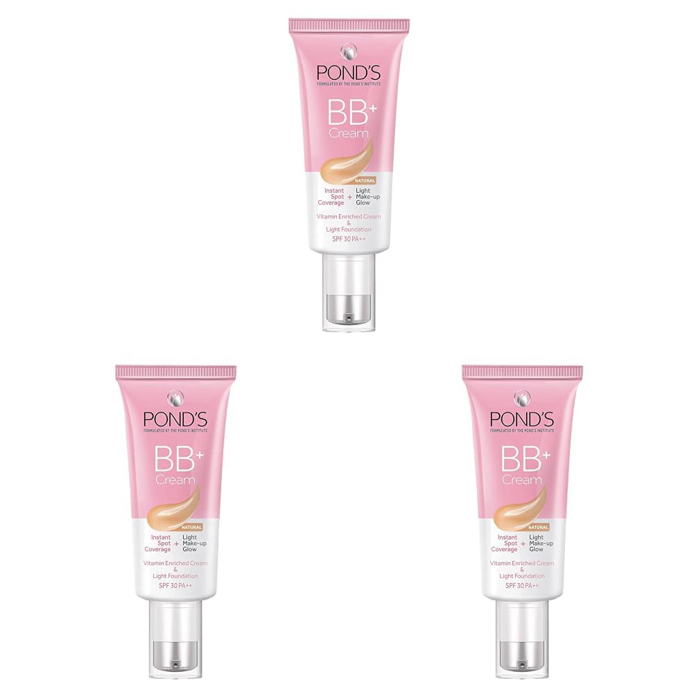 POND'S BB+ Cream, Instant Spot Coverage + Light Make-up Glow, Natural 30g (Pack of 3)-image-46