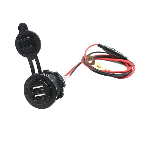 Adaptador USB doble con cable de 60 cm Holibanna para cargar móvil en coche y moto