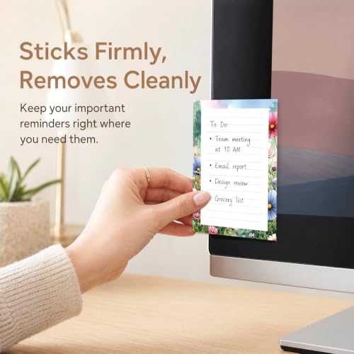 Grand bloc-notes adhésifs lignés pour organiser votre bureau fleuri