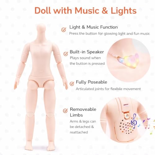 Image of DSR 30 CM Princess Fashion Doll for Girls | Sound Playing Doll with Movable Arms & Legs | Beautiful Princess Dress | Lightweight Plastic Body Toy for Kids | Design as Shown (PinkQ13)