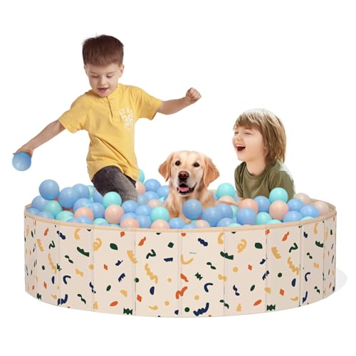 AirSwim Foldable Dog Kiddie Pool, 47 x 12 Hard Plastic Shell Portable Swimming Pool, Sandbox Ball Pits for Toddlers, Collapsible Pets Bath Tub Suitable for Indoor and Outdoor Game