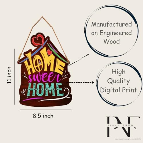 Image of Generic PNF Home Sweet Home Quote Wall art & Door Hanging Frame For Kitchen, Dining, restaurants Decor | Walland home Decor for Living Room | Room Decor Wall Decor Items For Bedroom | (Wooden, 11x9 Inch,Brown)-16-1, Medium