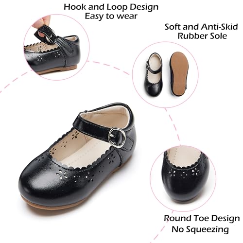 Image of PHIRAMIN Toddler Flower Girl Dress Shoes - Little Girl Mary Janes Flats Wedding