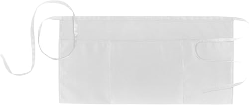 Xornis Delantales de cintura con 3 bolsillos para camarera camarera medio corto, Blanco