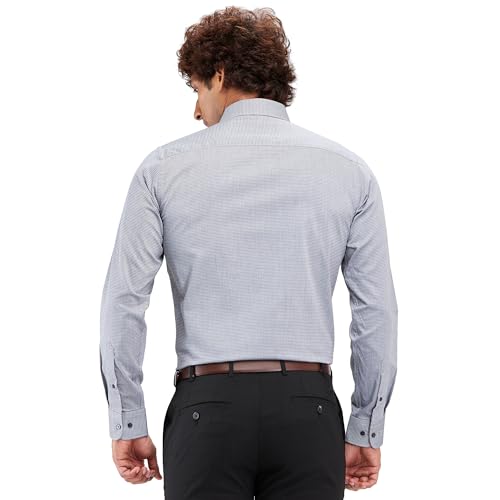 Image of Raymond Men Cotton Slim Fit Structure Pattern Semi Cut Away Collar Formal Shirt