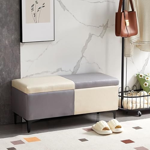 Meuble de rangement à chaussures 40cm gris beige - Banc rembourré multi-usage