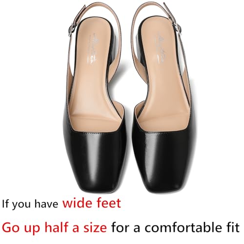 Mostrin Womens Chunky Low Heels D'Orsay Slingback Block Heel Pumps Closed Square Toe Dress Shoes for Work Office Daily Wedding3