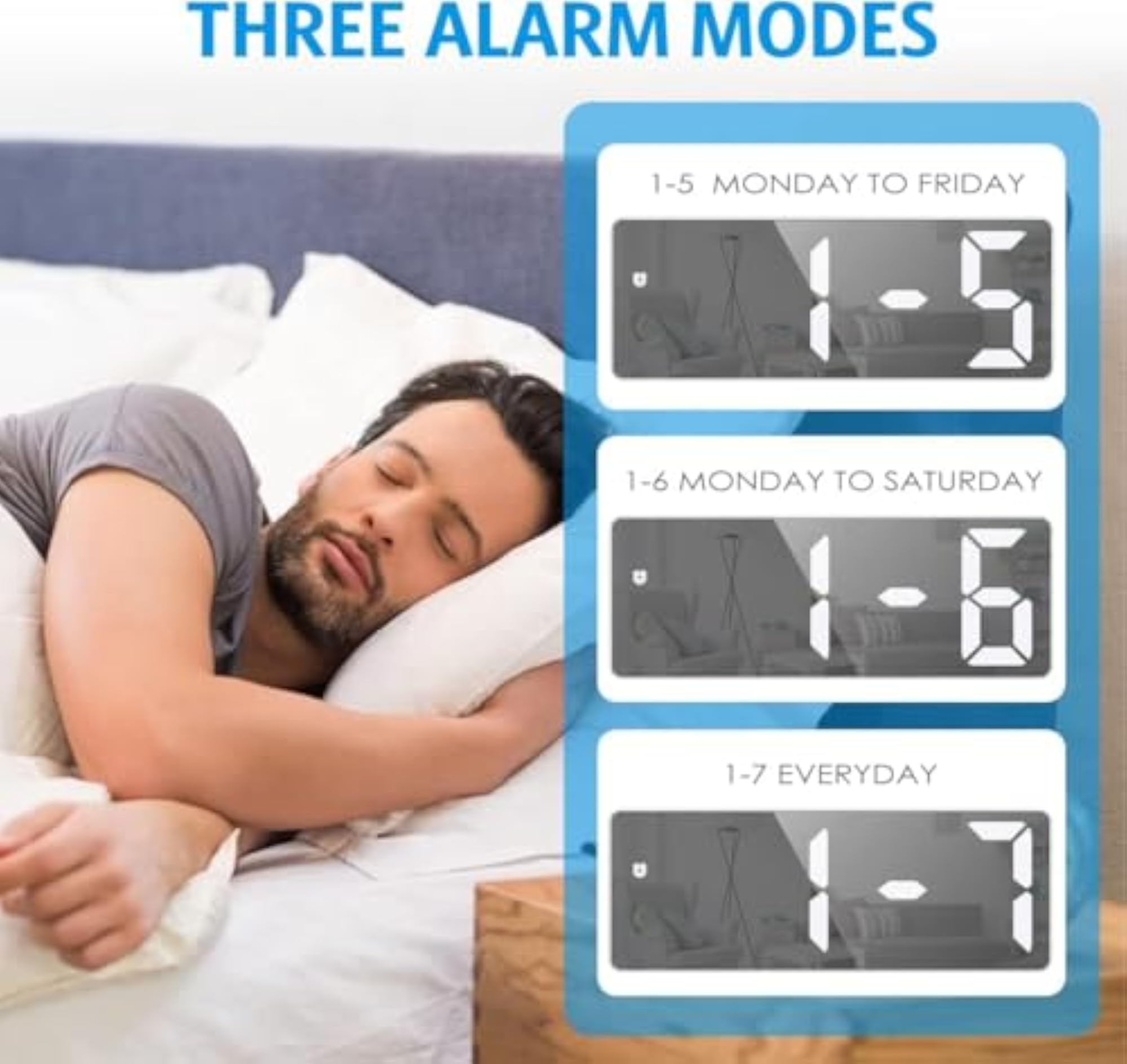 LED Mirror Digital Alarm Clock with Adjustable Brightness