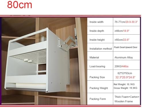 2-Tier Pull Down Shelf, Adjustable Aluminum Pull Out Shelving System for Upper Cabinets 22"-34.2", 4 Weight Settings, Supports Up to 44 lbs (20kg)