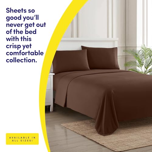 Image of 1500 Supreme Collection Twin XL Sheet Sets Brown - 3 Piece Bed Sheets and Pillowcase Set for Twin XL Mattress - Extra Soft, Elastic Corner Straps, Deep Pocket Sheets, Twin XL Brown
