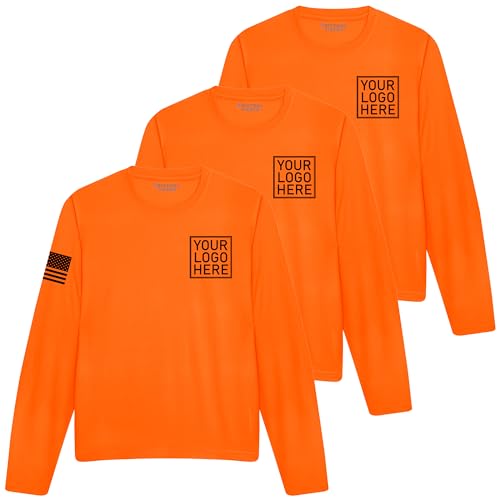 3 Pack Hi Viz Long Sleeve Shirts for Men, Custom Shirt, Moisture Wicking Dry UV Sun Protection Workwear Black2