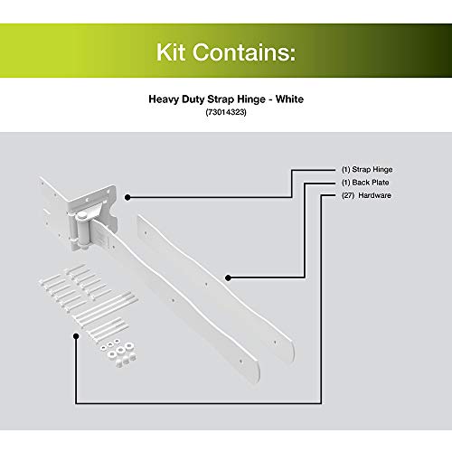 Boerboel Gate Solutions 73014323, White Heavy-Duty Strap Hinge #TOP2