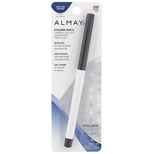 Almay Eyeliner Pencil, Black [205], 0.01 oz (Pack of 6)