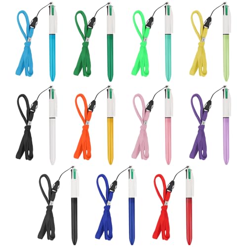 MOTIBACK 11 Pcs 4 Colour Pens, 1.0 mm Multi Coloured Pens All in One Retractable Ballpoint Multicoloured Pen Set for Office School Students Writing Note Taking