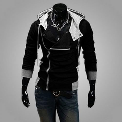 Men's Diagonal Zipper Hoodie Heavyweight Full Zip Male Sweatshirts Trendy Long Sleeve Male Hooded Pullover2