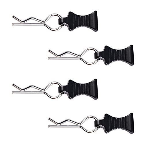 AIMROCK RC Body Clips R Pins 30-Degree Angle RC Clips with Pull Tabs for 1/10 1/12 Traxxas Axial Redcat RC4WD Losi Tamiya HPI HSP RC Car Crawler Truck Buggy (Black)