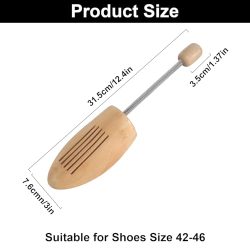 HFDONGL Schuhspanner Holz 1 Paar Schuhweiter Holz Spiralfeder Schuhspanner Schuhstrecker Sneaker Schuhspanners Schuhspreizer Schuh Knickschut Schuhdehner für Stiefel Oder Sneaker Geeignet (Gr. 42-46)
