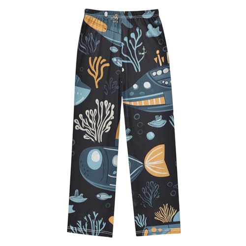 ZZXXB Submarine Coral Boys Long Pants Soft Trousers Elastic Waist Kids Lounge Bottoms with Pockets S-XL2