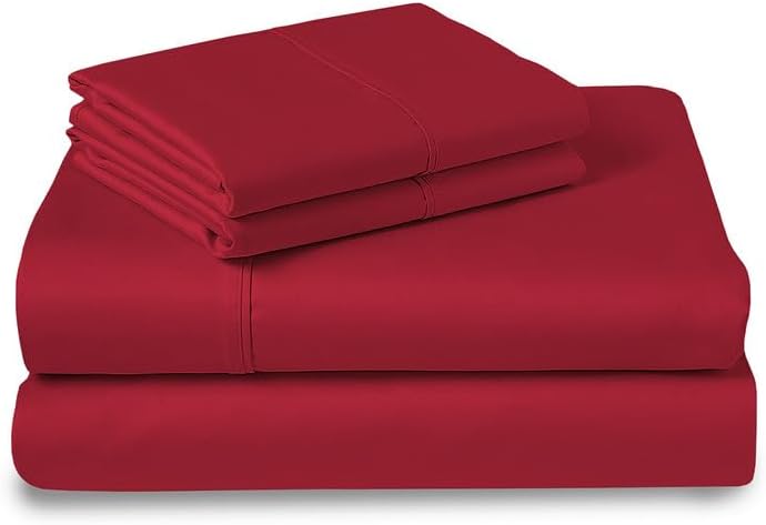 Pizuna Pure 100% Cotton Sheets California King Size, Luxurious 400 Thread Count Long Staple Cotton Sateen Sheets California King with 15inch Deep Pocket (Combed Cotton California King Sheet Set)