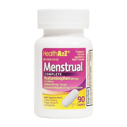 healtha2z menstrual complete pain relief tablets  relieves cramps bloating fatigue backache amp headache 90 counts