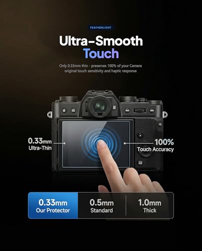Image of iDaPro Fujifilm X-T30 III 9H Glass Screen Protector | 3-Pack + Wrist Strap + ABS Box. 9H hardness, anti-scratch, anti-bubble, HD clarity, anti-fingerprint, easy installation
