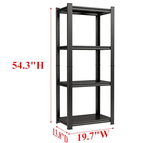 Image of 4 Tier Kitchen Storage Shelf, Kitchen Organizers Space Saving All Steel Freestanding Rack, Heavy Duty Metal Shelving Unit, Adjustable Open Shelf for Pantry Organizers and Storage 19.7 inchWx13.8 inchDx54.3 inchH