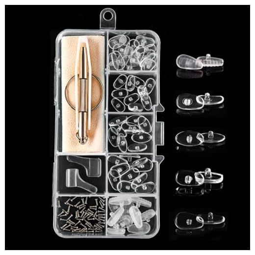 JTKREW Plaquettes de Nez en Silicone pour Lunettes en 5 Styles différents - Inclus Un Micro-Tournevis, des vis et Un étui à Lunettes
