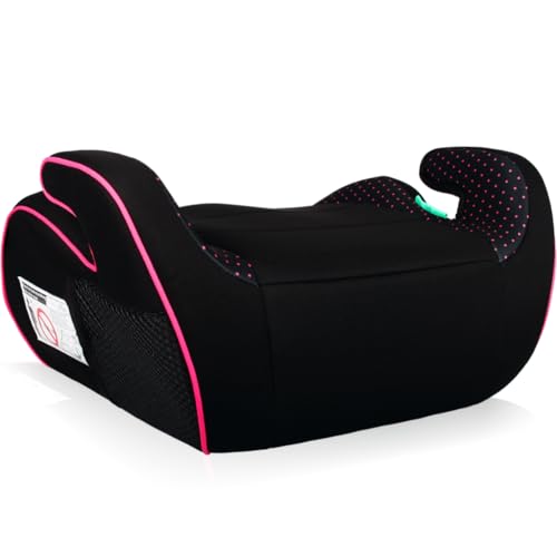 Kindersitzerhöhung ECE R129 Autositz für Kinder Sitzerhöhung Auto I-Size Kindersitz (SCHWARZ/PINK)