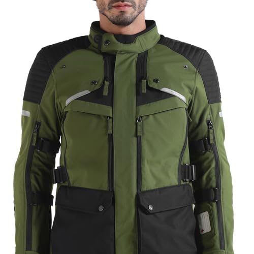 Image of Royal Enfield Nirvik V3 Riding Jacket | Protection: RE Ergo Pro Tech CE Level 2 at Shoulders & Elbows | Norman Tech CE Level 2 back protector, & XY CE Level 1 chest protectors | OLIVE S
