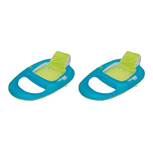 SwimWays Spring Float Inflatable Recliner Pool Lounger Chair for Swimming Pools, Aqua & Lime (2 Pack)