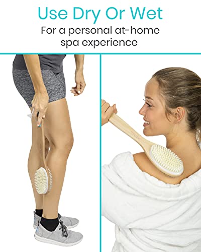 Vive Back Scrubber Brush For Shower - For Dry Or Wet Body Brushing - Long Handle - Cleaning Lymphatic Drainage Handled Washer For Men, Women - Showering Bathing Exfoliator With Soft & Stiff Bristles #TOP4