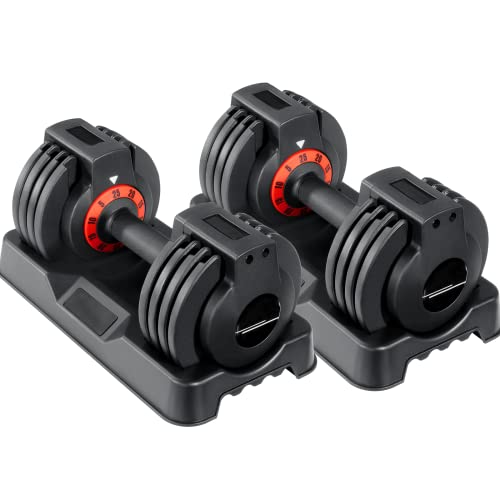 ACCPO Adjustable Dumbbells Set,25LB Dumbbell,Fast Adjustment Weight Dumbbell by Turning Anti-slip Handle,Strength Training with Tray Suitable for Men Women Full Body Exercise (25LBS) ACCPO Adjustable Dumbbells Set,25LB Dumbbell,Fast Adjustment Weight Dumbbell by Turning Anti-slip Handle,Strength Training with Tray Suitable for Men Women Full Body Exercise (25LBS)