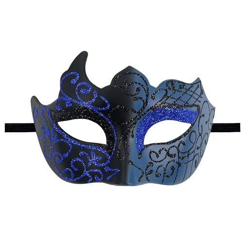Blue Plastic Eye Mask for Adults Solid Color Full Masquerade Mask for Themed Parties