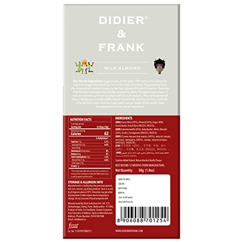 Image of Didier & Frank Roasted Almond Milk Chocolate, 50g