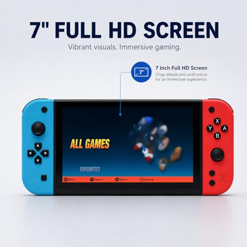 Image of Cubonic GameOrbit G90 7 Inch Full HD Screen Video Game 21+ Emulator Professional Game Chip 64Gb Pre-Loaded Wireless Gaming Controller Handheld Console
