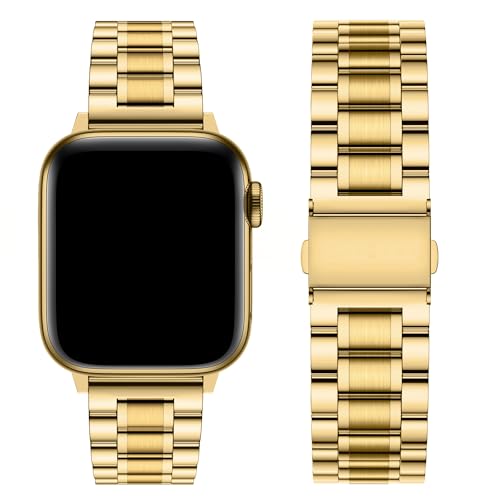 Fullmosa Bracelet Compatible avec Apple Watch 42mm(Series 11/10) 40mm 41mm 38mm, Bracelet iwatch en acier inoxydable pour Apple Watch SE3/2/1 Séries 11 10 9 8 7 6 5 4 3 2 1,Or