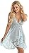 ADOREJOY Lingerie for Women Babydoll Lace Nightgown Mesh Bridal Wedding Sleepwear(Light Blue,S)