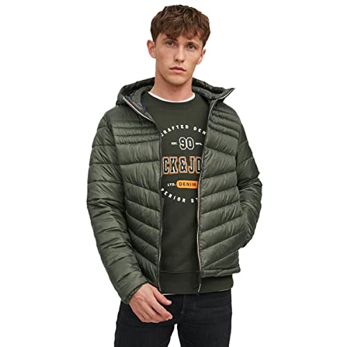 JACK&JONES JJEHERO Puffer Hood SN Chaqueta, Rosin/Detail:Contrast Zip, L para Hombre