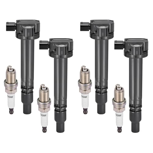 Image of 4-Pack UF323 Ignition Coils & 4996 Spark Plugs Kit Compatible with Toyota Tacoma 2000-2004, 4Runner 2000, 2.4L 2.7L - Replaces 90919-02237 C1305 5C1304 E353 52-1690 & more