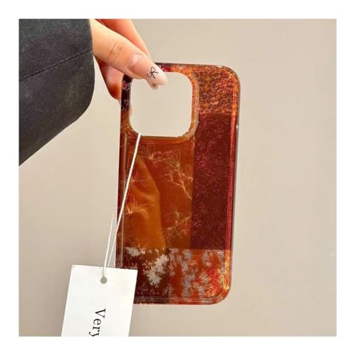 SDBEER スマートフォン用装飾ケース, 透明花柄デザイン, アンバーブラウン アイフォン14 iPhone16/15 ProMax対応(ブラウン,iphone13 promax)