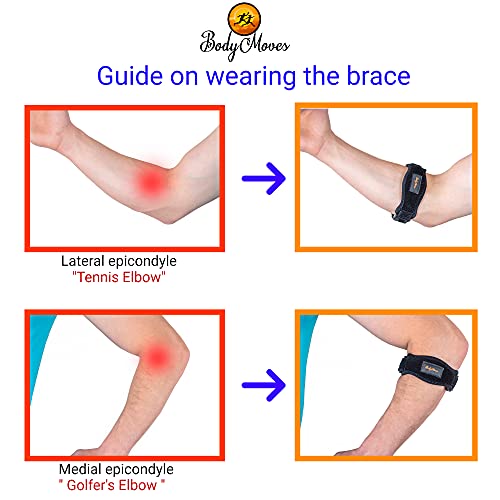 Bodymoves Tennis Elbow Brace (2Pcs) Plus Hot And Cold Ice Pack Support Gear For Sports Daily Use To Reduce Joint Pain And Treat Tendonitis Bursitis, Basketball Golfers Elbow, Gym #TOP3