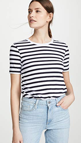 Ag Adriano Goldschmied Women's Gray Boy Tee, True White/Deep Aegean, Extra Large #TOP1