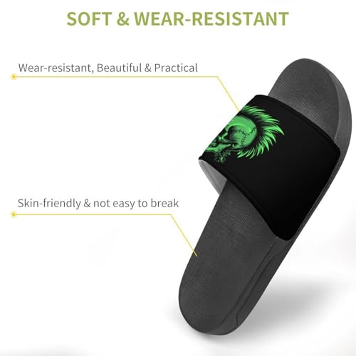 Green Punk Skull Non Slip Slides Sandals for Women Men Quick Drying Shower Shoes for Bathroom Pool Beach3