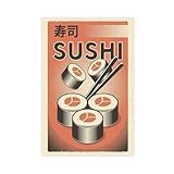 Lienzo decorativo para pared con diseño de sushi y cocina de sushi, para decoración de sala de estar, dormitorio, sin marco: 30 x 45 cm